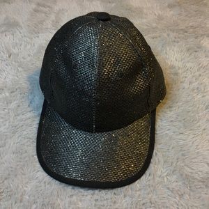 COLLECTION EIGHTEEN BLACK METALIC SPARKLY HAT CAP ONE SIZE ADJUSTABLE